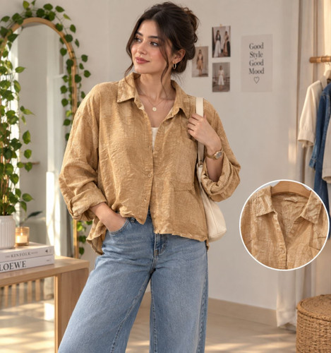 شومیز زنانه نخی مدل باکسی اورجینال وارداتی برند ZARA